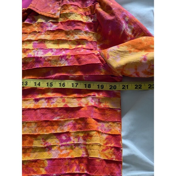 Life Style Top Women's L Vintage Strips Abstract Art Tie Dye Orange Pink Jacket - Picture 11 of 13
